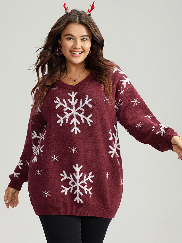 Anti Pilling Snowflake Print Pullover