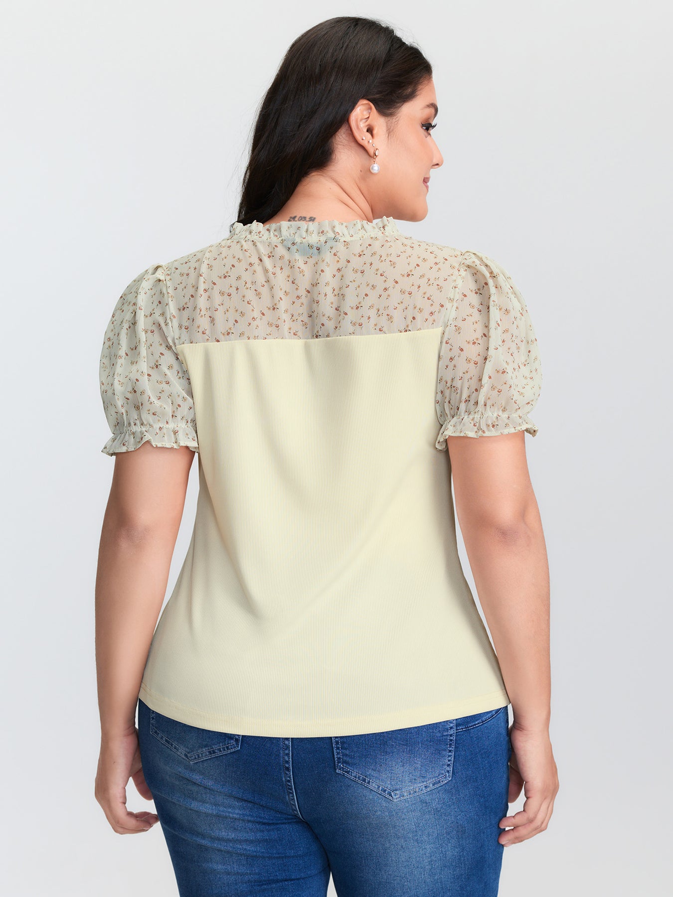 Neck Drawstring Stretchy Sheer Drawstring Neckline Top – BloomChic-UK
