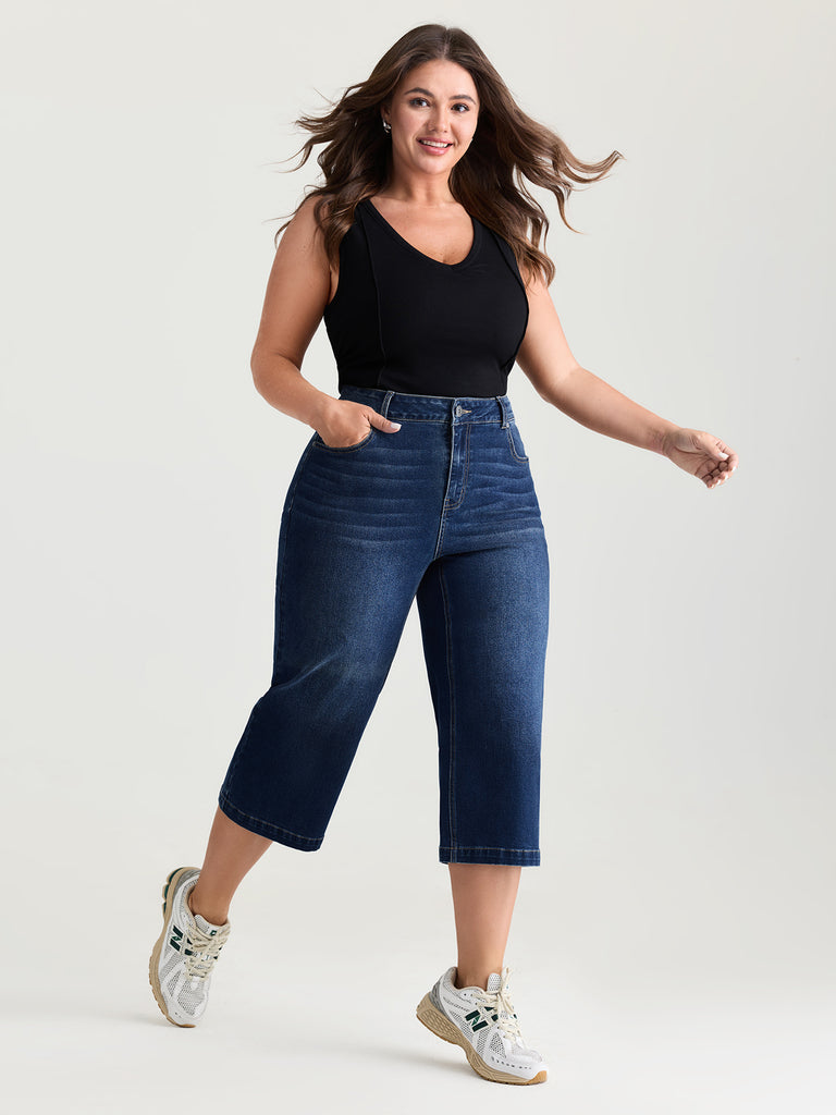 Classic Wide Leg Capri Jeans