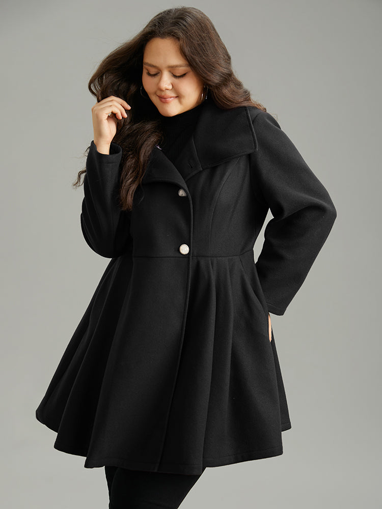 Example: Plain Button Up Pocket Asymmetrical Lapel Collar Coat
