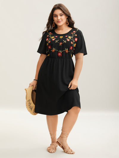 sachin and babi light blue dress Floral Retro V Neck Midi Dress for Women - Plus Tunisia main image 1