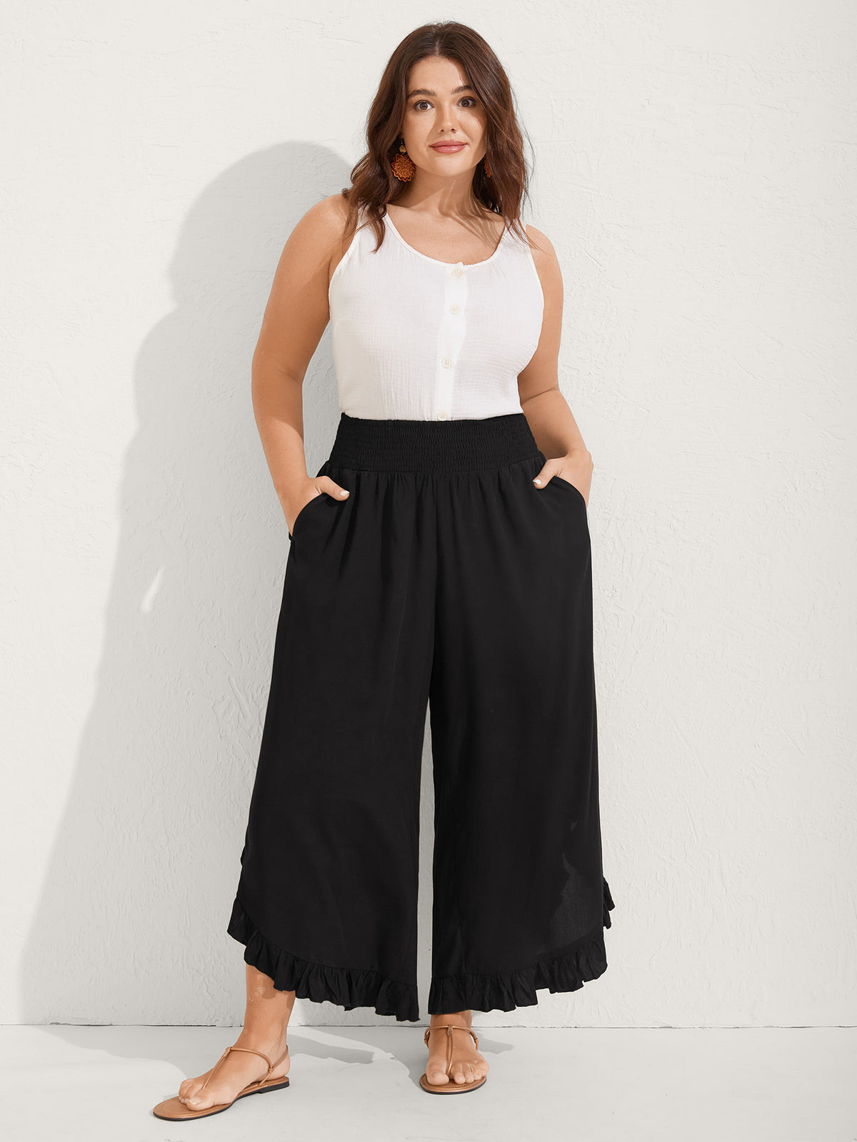 Ruffled Curvy Hem Wide-Leg Pants – BloomChic-UK